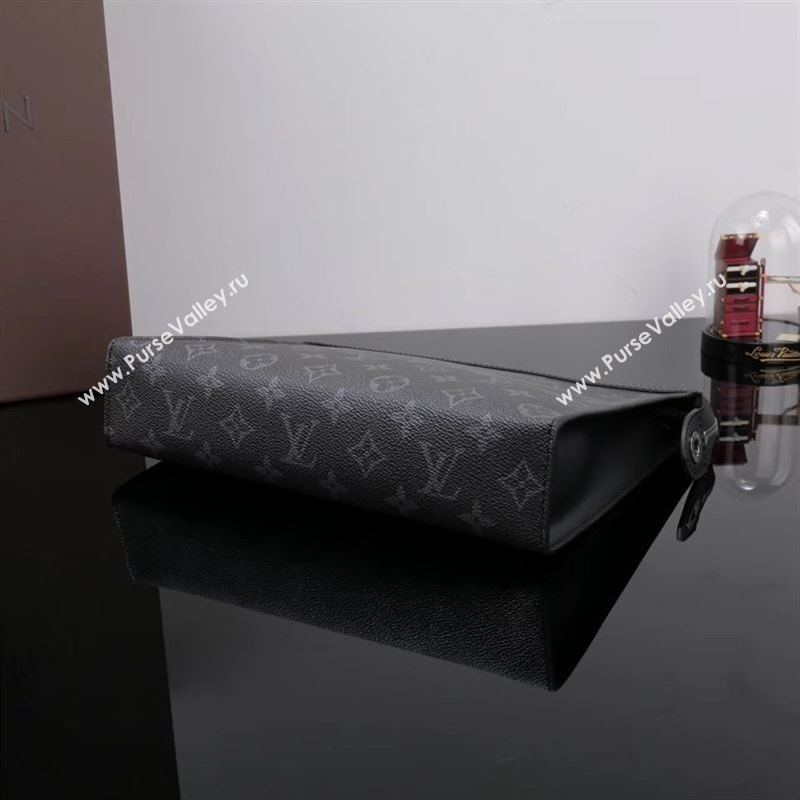 Men LV Louis Vuitton M61692 Pochette Voyage Clutch Bag Monogram Handbag Gray