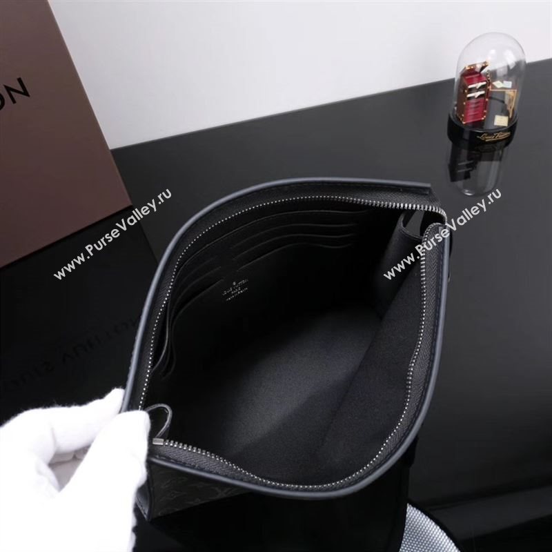 Men LV Louis Vuitton M61692 Pochette Voyage Clutch Bag Monogram Handbag Gray