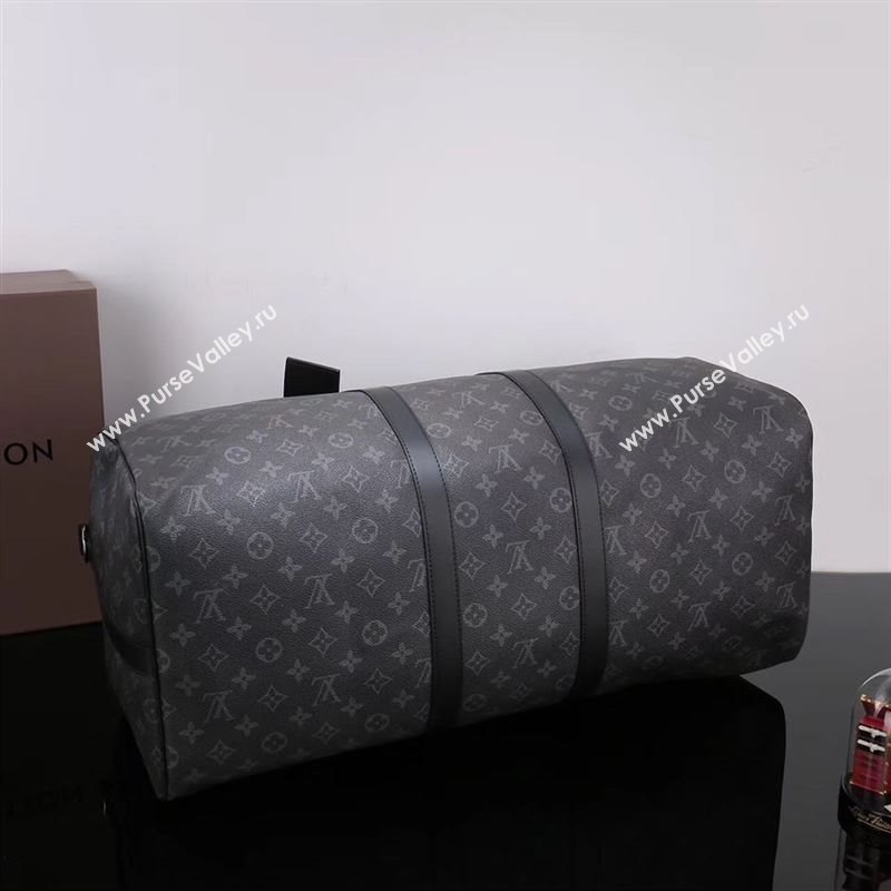 Men LV Louis Vuitton M40605 Keepall 55 Handbag Monogram Travelling Bag Gray