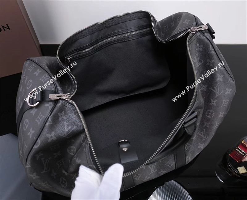 Men LV Louis Vuitton M40605 Keepall 55 Handbag Monogram Travelling Bag Gray