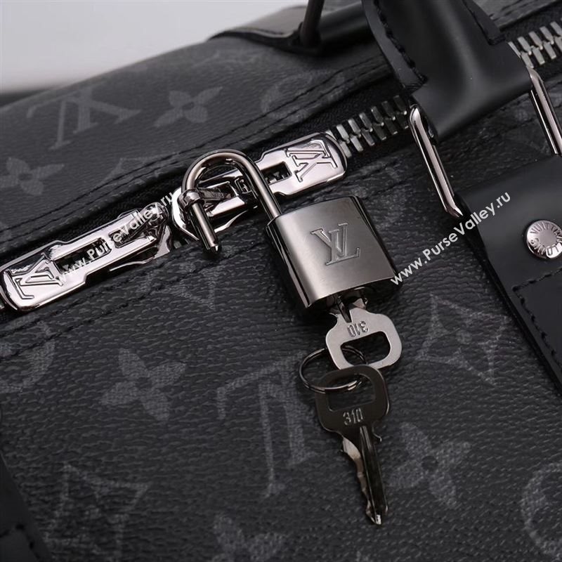 Men LV Louis Vuitton M40605 Keepall 55 Handbag Monogram Travelling Bag Gray