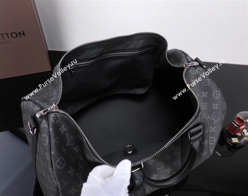 Men LV Louis Vuitton M40603 Keepall 50 Handbag Monogram Travelling Bag Gray