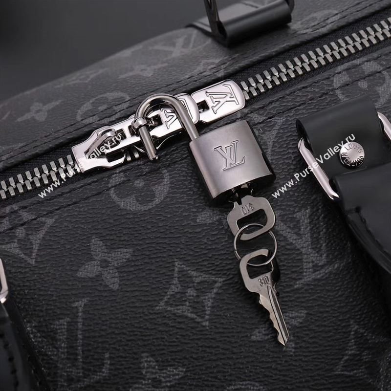 Men LV Louis Vuitton M40603 Keepall 50 Handbag Monogram Travelling Bag Gray