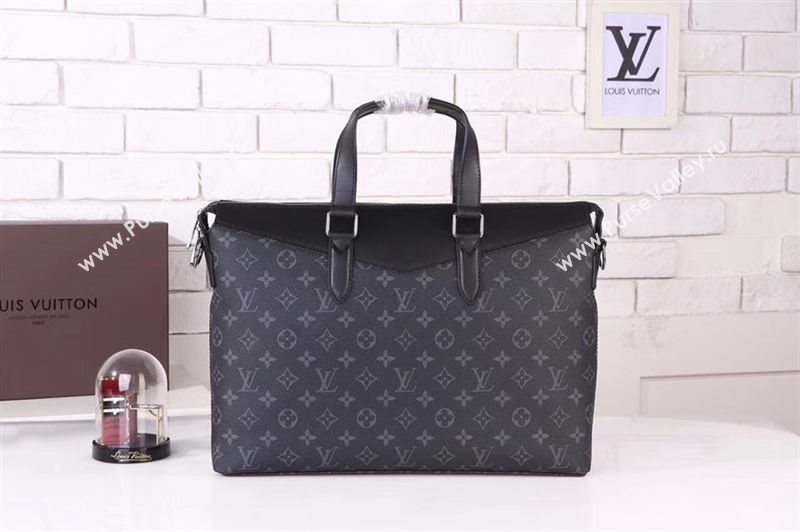 Men LV Louis Vuitton M40566 Explorer Briefcase Handbag Monogram Bag Gray