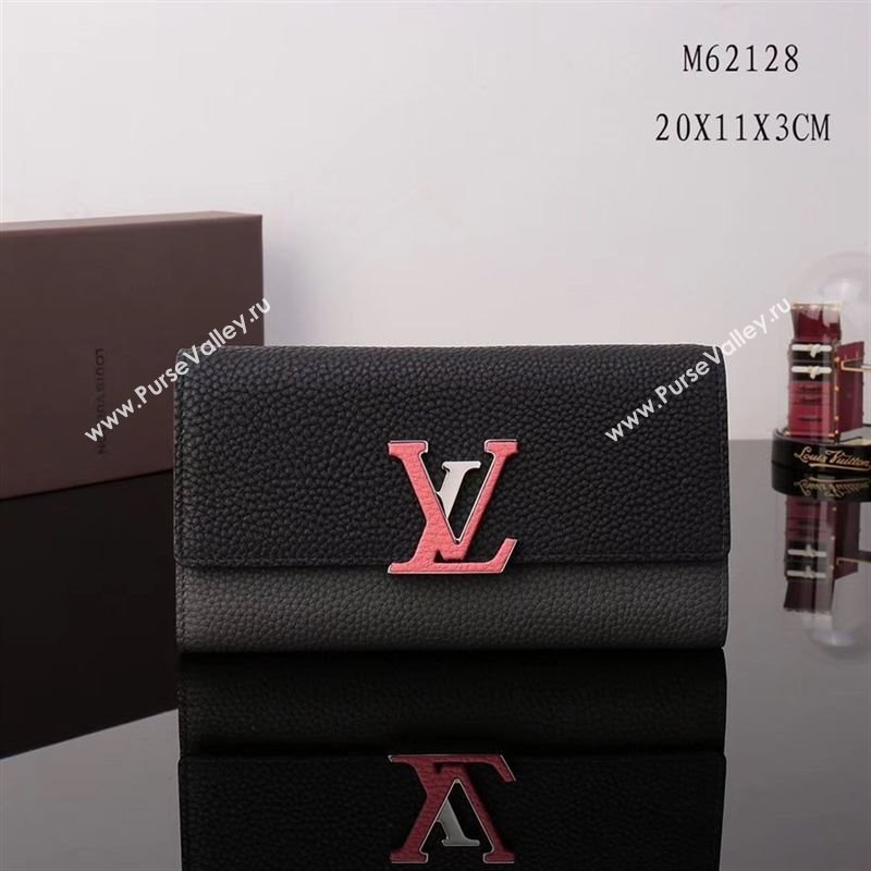 LV Louis Vuitton M62128 Capucines Wallet Clutch Bag Leather Handbag Black&Gray