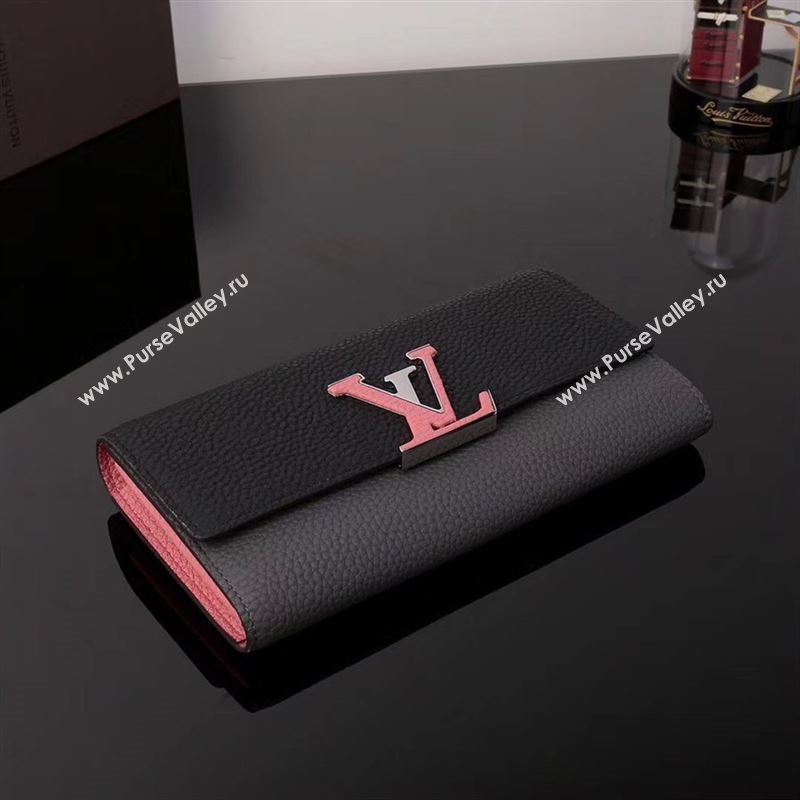 LV Louis Vuitton M62128 Capucines Wallet Clutch Bag Leather Handbag Black&Gray