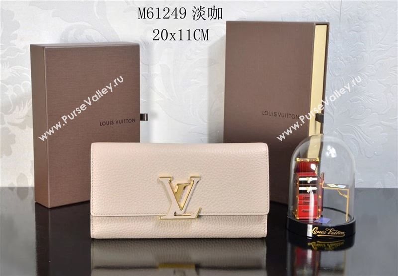 LV Louis Vuitton M61249 Capucines Wallet Clutch Bag Leather Handbag Beige