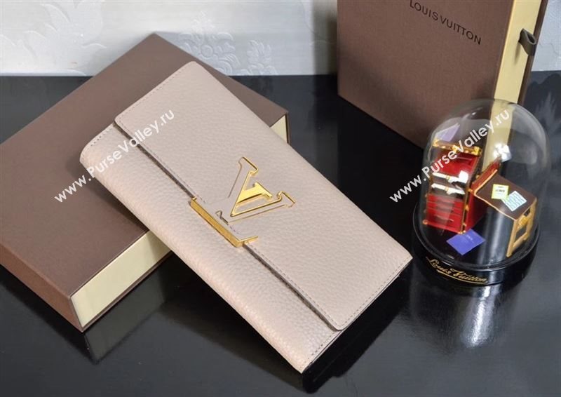 LV Louis Vuitton M61249 Capucines Wallet Clutch Bag Leather Handbag Beige