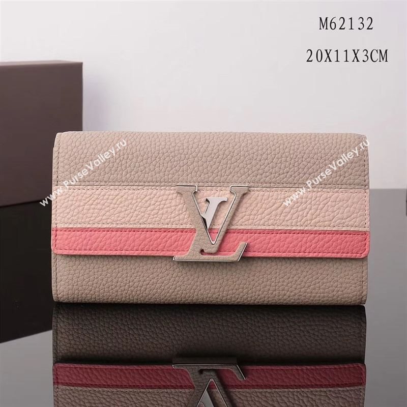 LV Louis Vuitton M62132 Capucines Wallet Clutch Bag Leather Handbag Beige&Pink