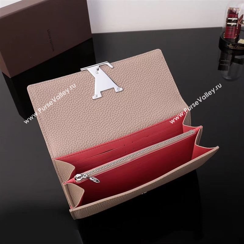 LV Louis Vuitton M62132 Capucines Wallet Clutch Bag Leather Handbag Beige&Pink