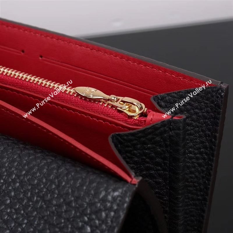 LV Louis Vuitton M62133 Capucines Wallet Clutch Bag Leather Handbag Black&Pink