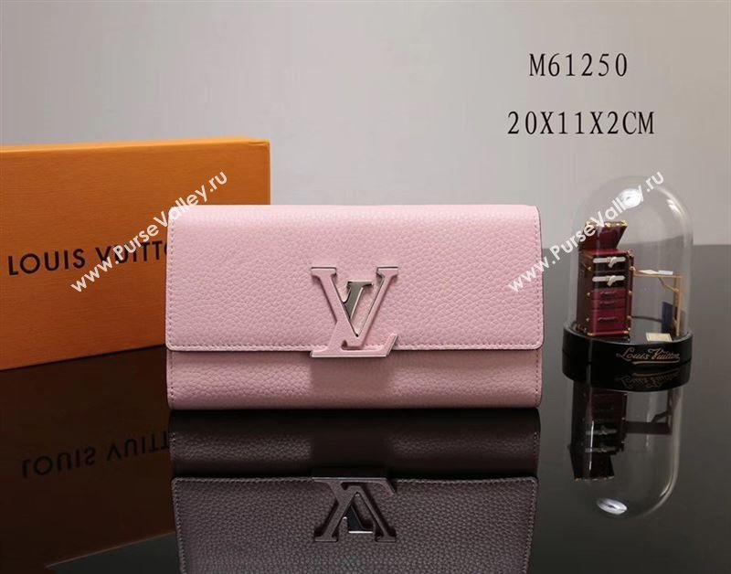 LV Louis Vuitton M61250 Capucines Wallet Clutch Bag Leather Handbag Pink