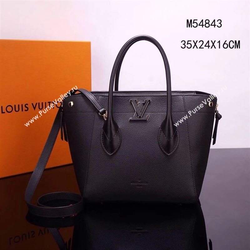 LV Louis Vuitton M54843 Freedom Tote Handbag Real Leather Bag Black