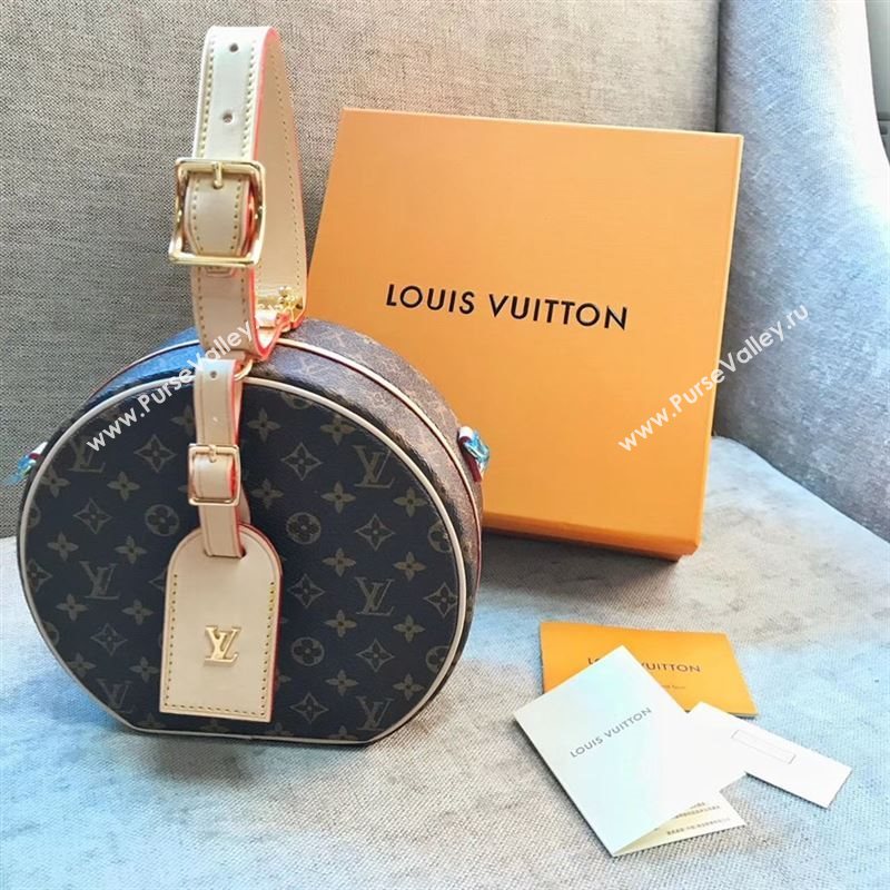 LV Louis Vuitton M43514 Petite Boite Chapeau Bag Monogram Handbag Brown