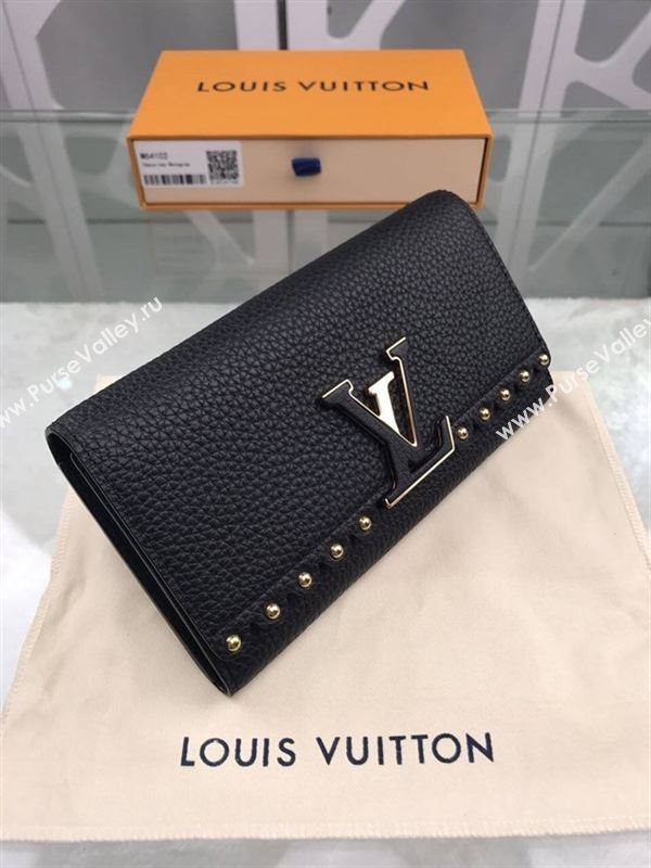 replica Louis Vuitton LV Capucines Real Leather Wallet Purse Bag M64102 Black
