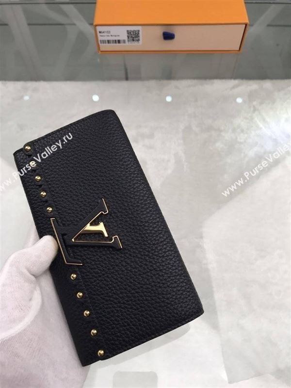 replica Louis Vuitton LV Capucines Real Leather Wallet Purse Bag M64102 Black