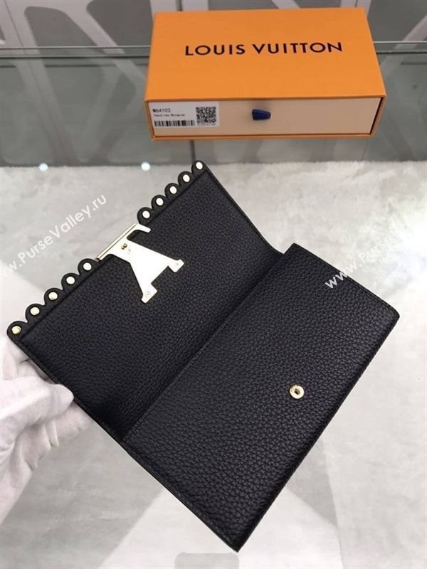 replica Louis Vuitton LV Capucines Real Leather Wallet Purse Bag M64102 Black