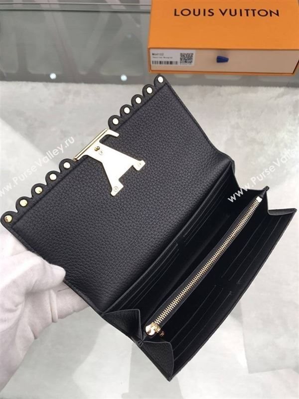 replica Louis Vuitton LV Capucines Real Leather Wallet Purse Bag M64102 Black