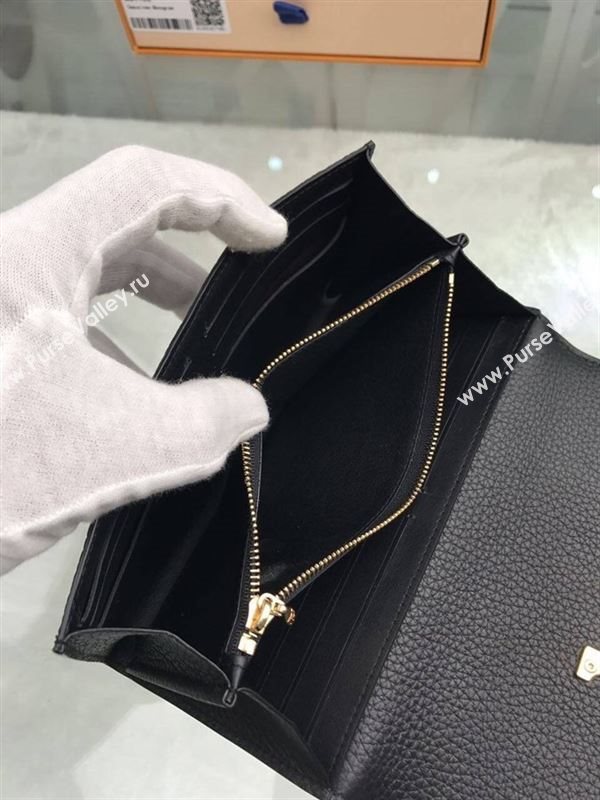 replica Louis Vuitton LV Capucines Real Leather Wallet Purse Bag M64102 Black