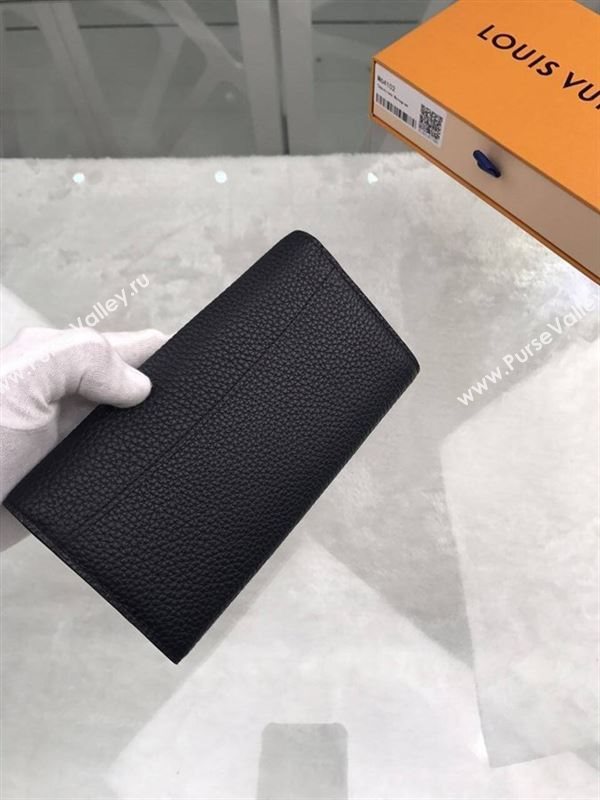 replica Louis Vuitton LV Capucines Real Leather Wallet Purse Bag M64102 Black