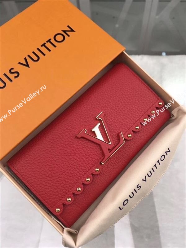 replica Louis Vuitton LV Capucines Real Leather Wallet Purse Bag M64104 Red