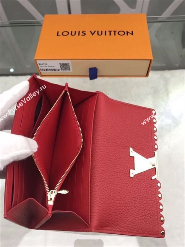 replica Louis Vuitton LV Capucines Real Leather Wallet Purse Bag M64104 Red