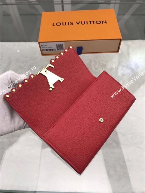 replica Louis Vuitton LV Capucines Real Leather Wallet Purse Bag M64104 Red