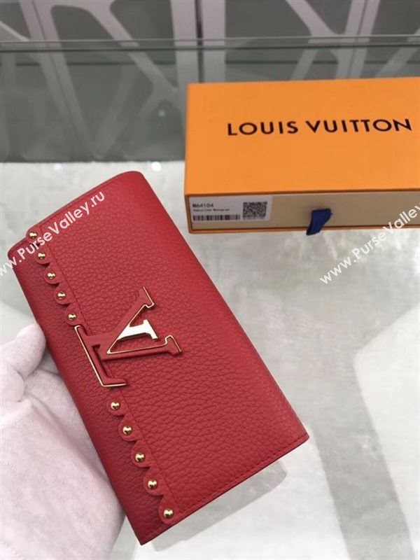 replica Louis Vuitton LV Capucines Real Leather Wallet Purse Bag M64104 Red