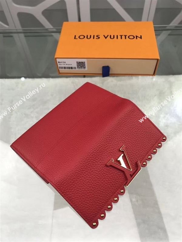 replica Louis Vuitton LV Capucines Real Leather Wallet Purse Bag M64104 Red