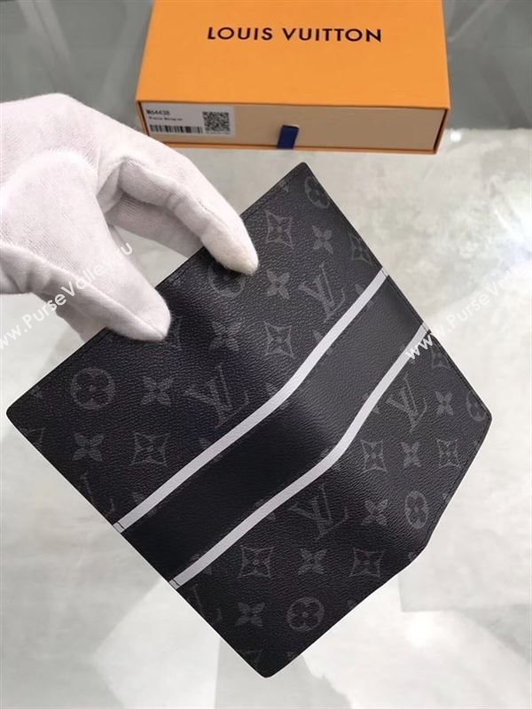 replica Louis Vuitton LV Brazza Wallet Monogram Purse Bag M64438 Gray