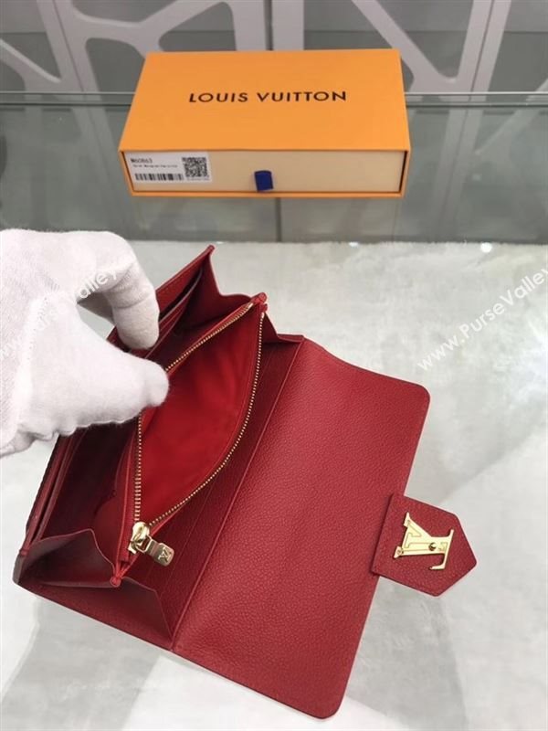 replica Louis Vuitton LV Real Leather Wallet Purse Bag M60863 Red