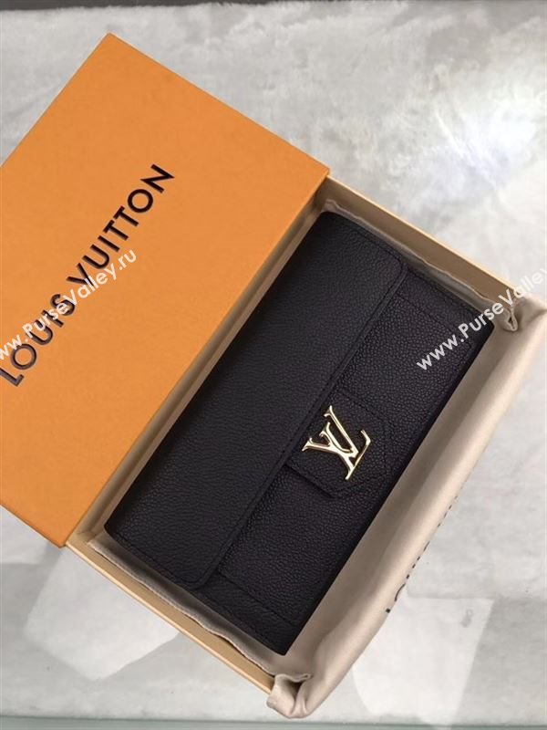 replica Louis Vuitton LV Real Leather Wallet Purse Bag M60861 Black