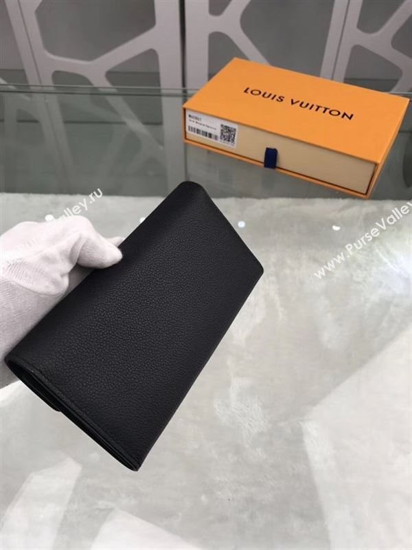 replica Louis Vuitton LV Real Leather Wallet Purse Bag M60861 Black