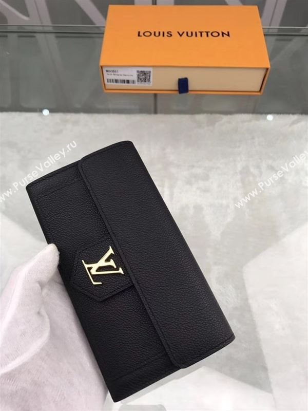 replica Louis Vuitton LV Real Leather Wallet Purse Bag M60861 Black