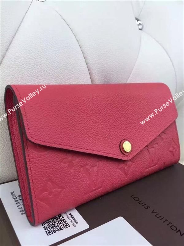 replica Louis Vuitton LV Monogram Sarah Wallet Real Leather Purse Bag M61182 Rose