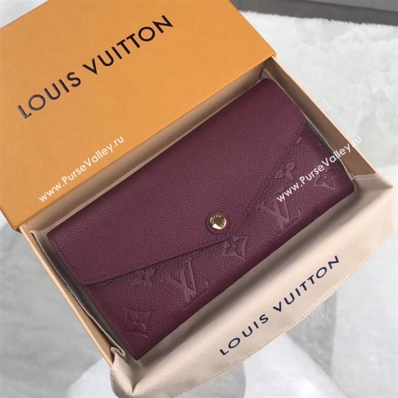 replica Louis Vuitton LV Monogram Sarah Wallet Real Leather Purse Bag M62213 Maroon