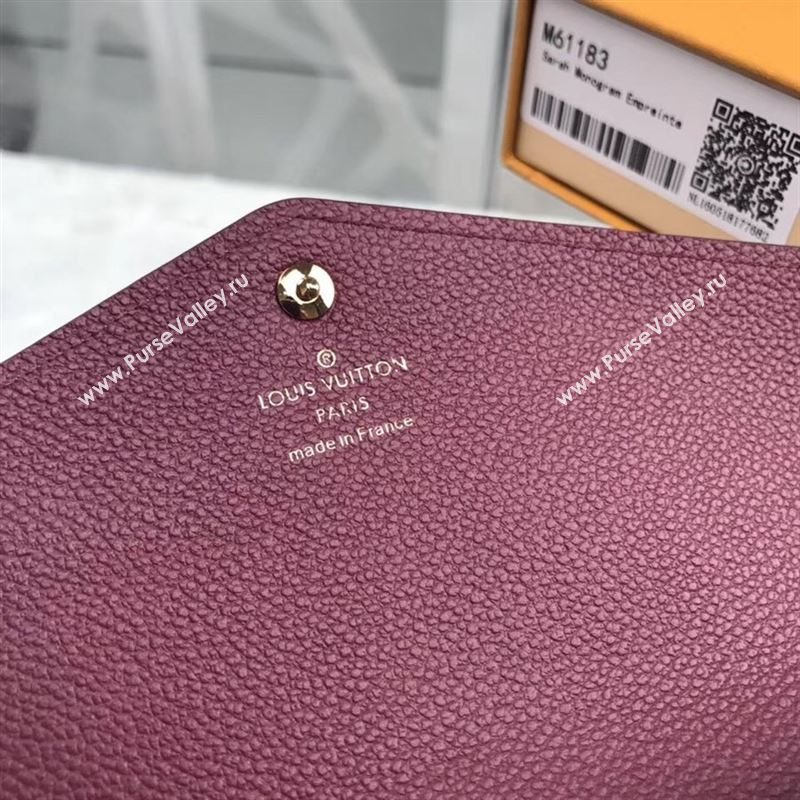 replica Louis Vuitton LV Monogram Sarah Wallet Real Leather Purse Bag M62213 Maroon