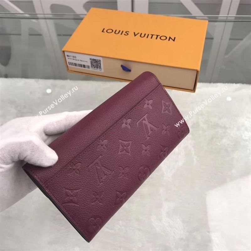 replica Louis Vuitton LV Monogram Sarah Wallet Real Leather Purse Bag M62213 Maroon