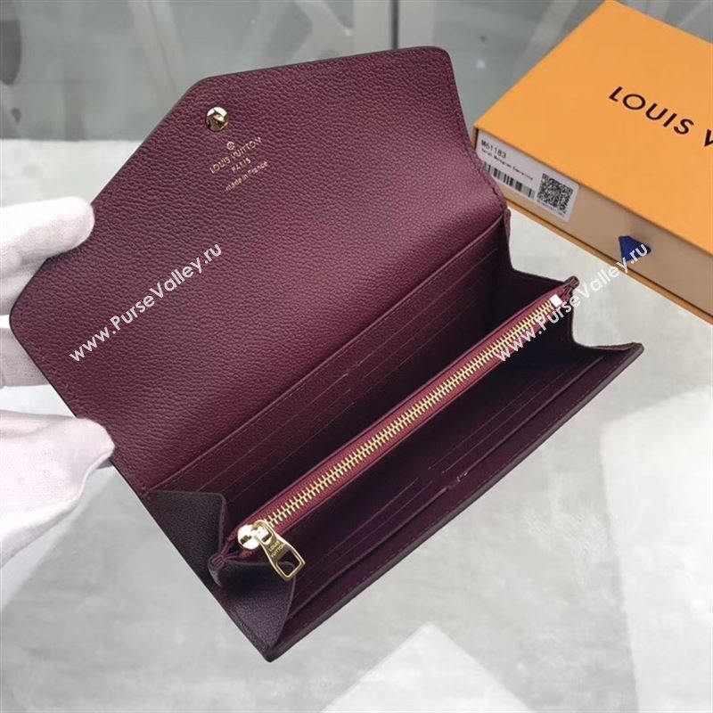replica Louis Vuitton LV Monogram Sarah Wallet Real Leather Purse Bag M62213 Maroon