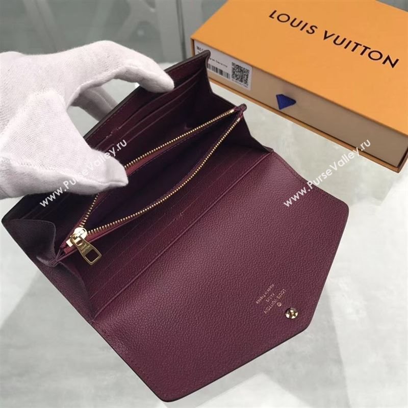 replica Louis Vuitton LV Monogram Sarah Wallet Real Leather Purse Bag M62213 Maroon
