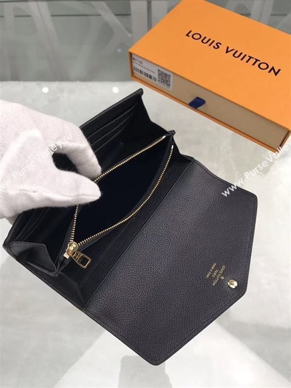 replica Louis Vuitton LV Monogram Sarah Wallet Real Leather Purse Bag M61182 Black