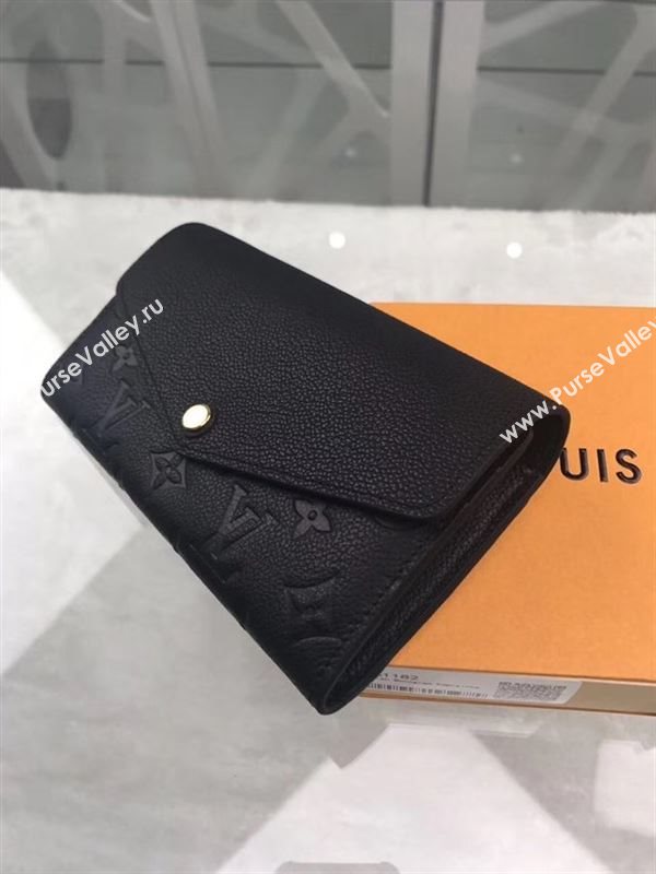 replica Louis Vuitton LV Monogram Sarah Wallet Real Leather Purse Bag M61182 Black
