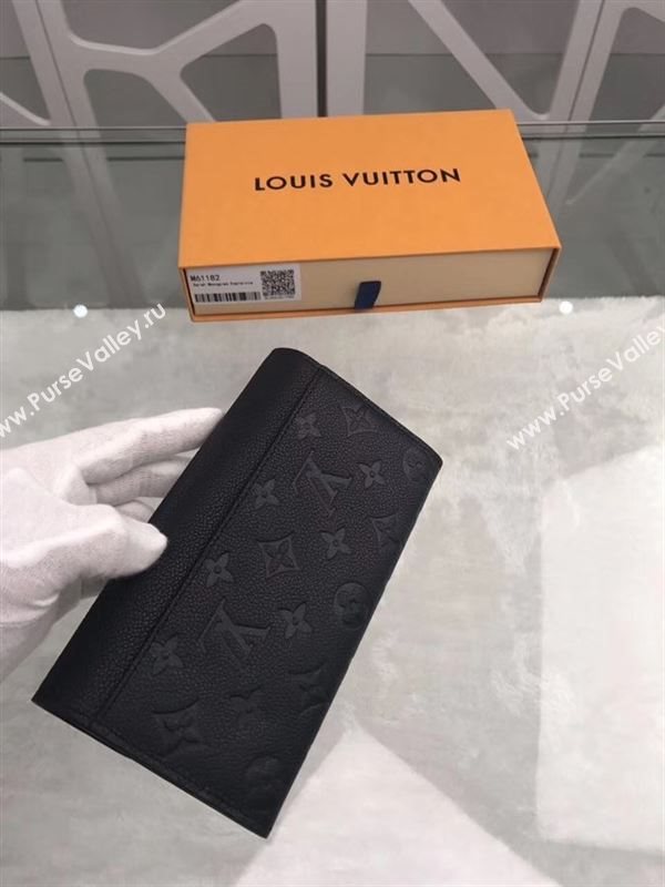 replica Louis Vuitton LV Monogram Sarah Wallet Real Leather Purse Bag M61182 Black