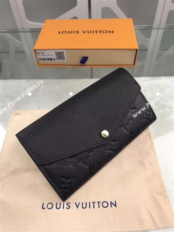 replica Louis Vuitton LV Monogram Sarah Wallet Real Leather Purse Bag M61182 Black