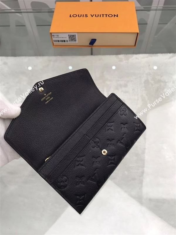 replica Louis Vuitton LV Monogram Sarah Wallet Real Leather Purse Bag M61182 Black