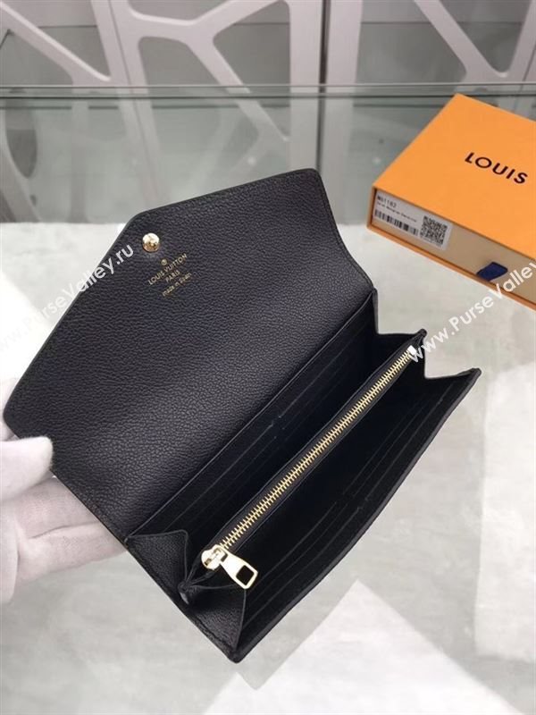 replica Louis Vuitton LV Monogram Sarah Wallet Real Leather Purse Bag M61182 Black