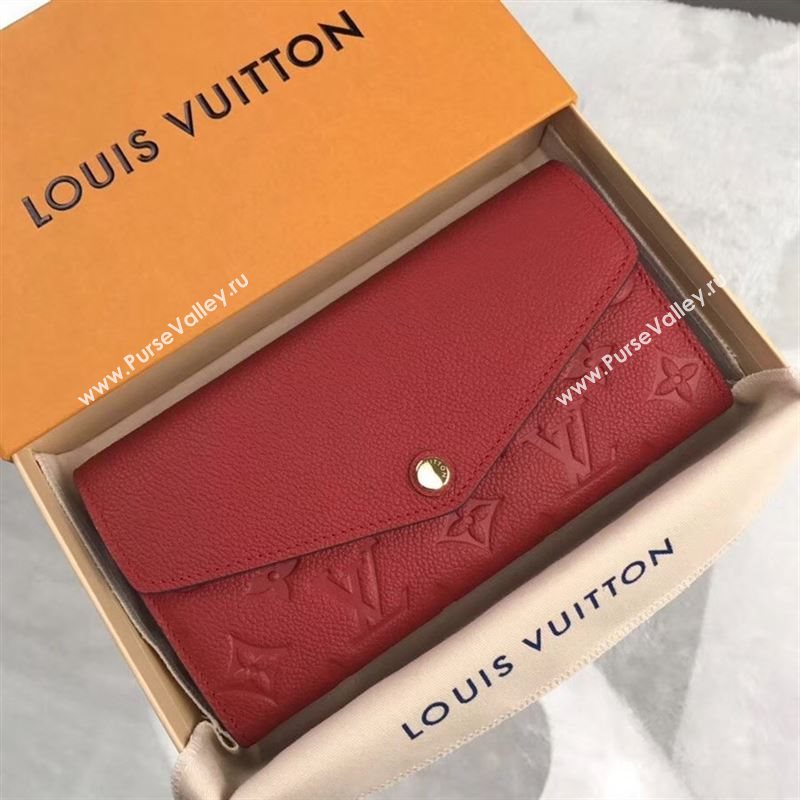 replica Louis Vuitton LV Monogram Sarah Wallet Real Leather Purse Bag M61181 Red