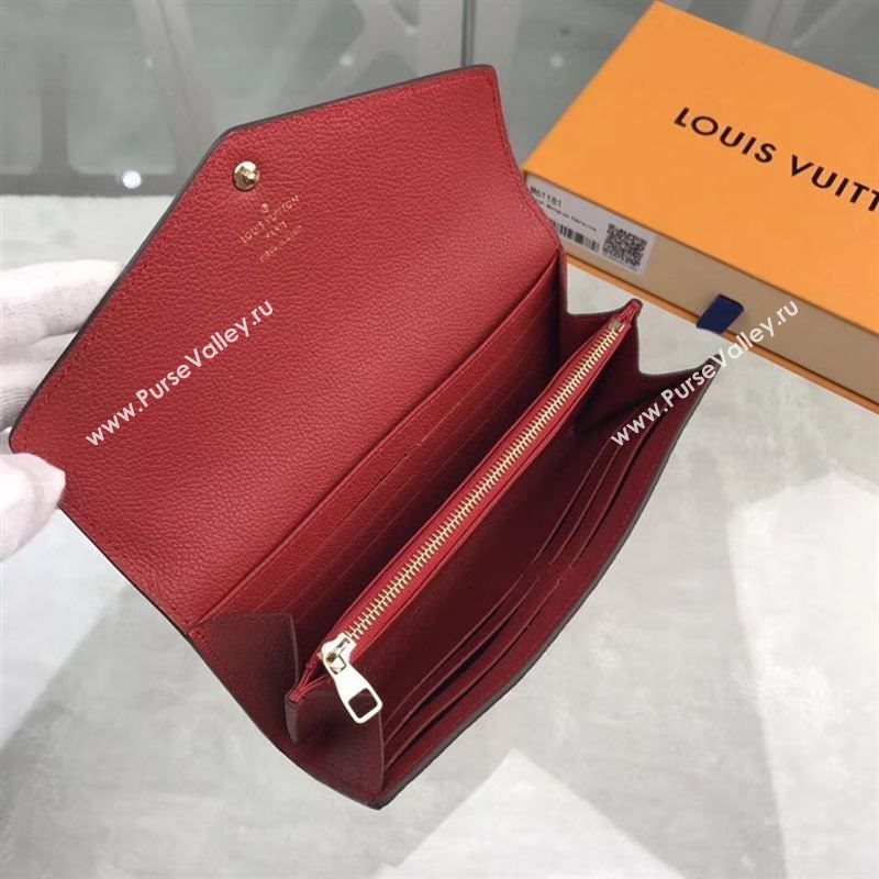 replica Louis Vuitton LV Monogram Sarah Wallet Real Leather Purse Bag M61181 Red