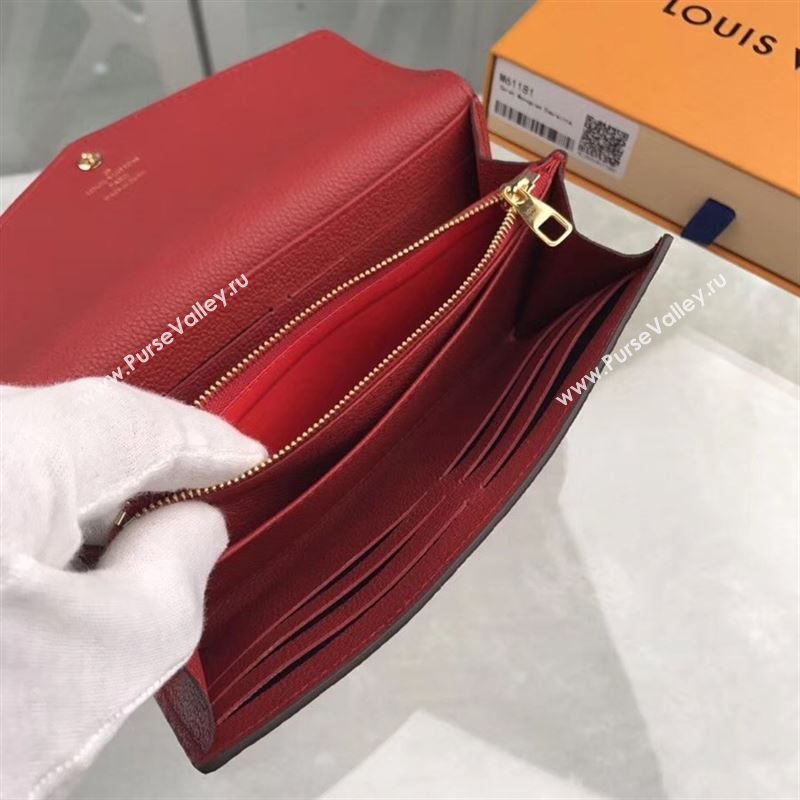 replica Louis Vuitton LV Monogram Sarah Wallet Real Leather Purse Bag M61181 Red