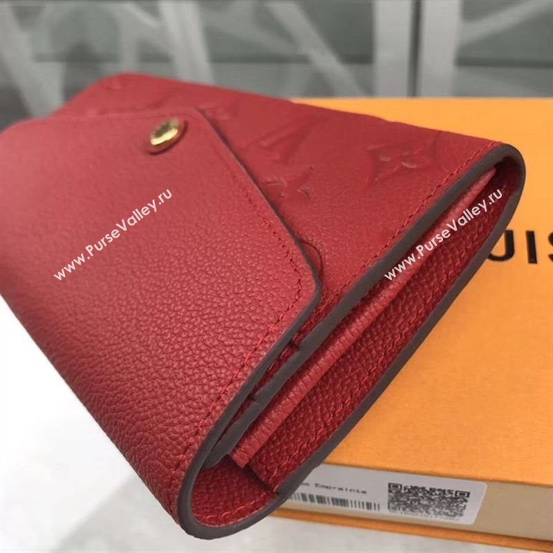 replica Louis Vuitton LV Monogram Sarah Wallet Real Leather Purse Bag M61181 Red